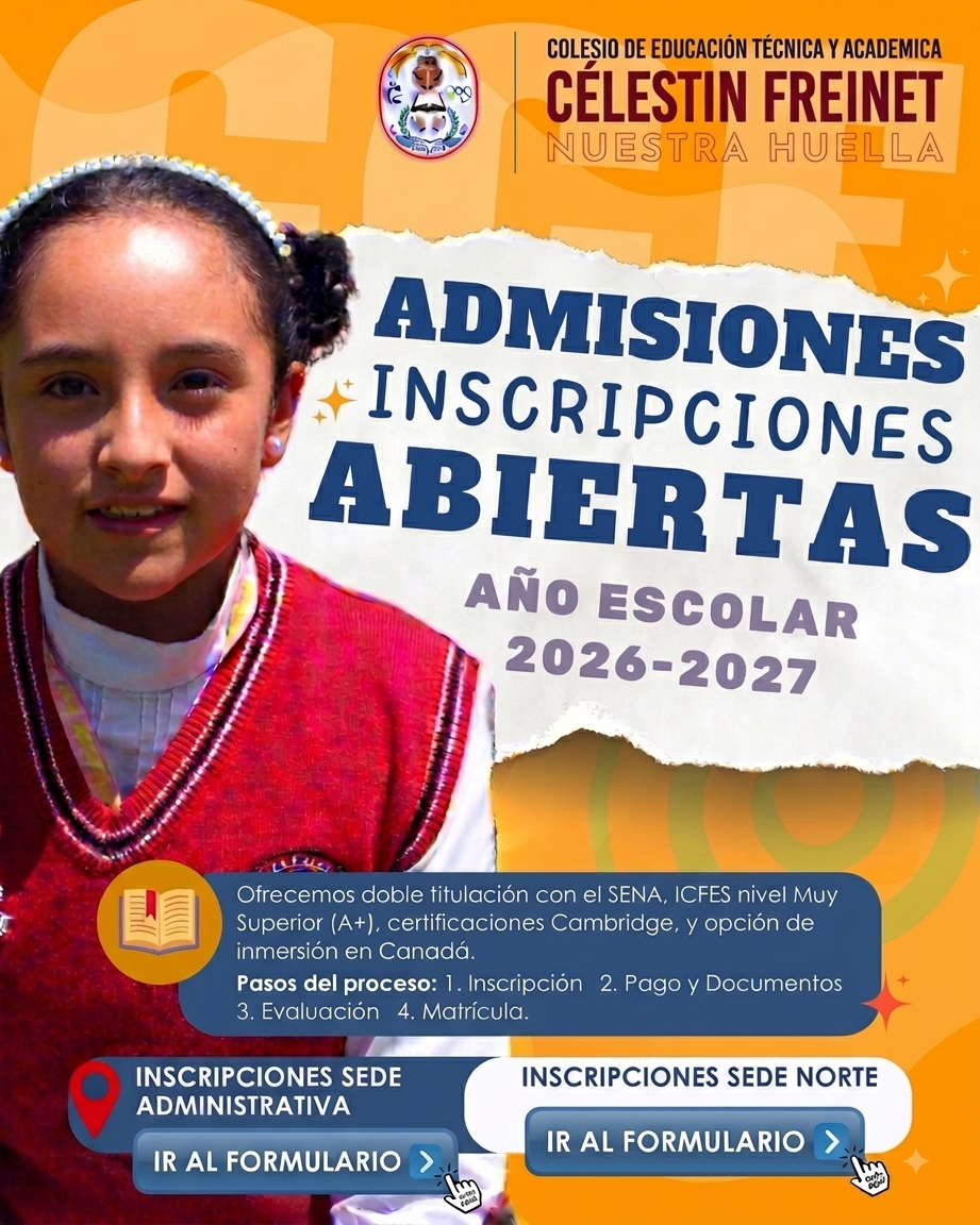 Publicidad Matrículas Abiertas 2026-2027 Colegio Celestín Freinet